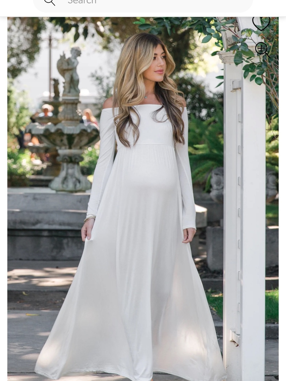 PinkBlush Maternity Off-Shoulder Long Sleeve Maxi Dress - White